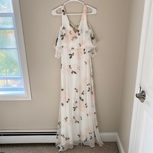 White long dress with peach florals